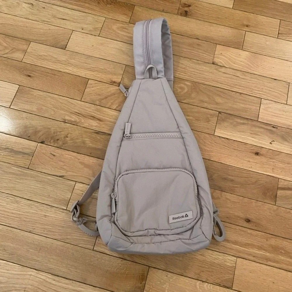 Reebok Sling Backpack Mauve Lavender Crossbody Sport Bag Adjustable Strap 19in